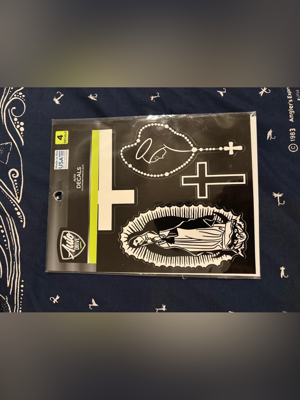 Vinyl Drive Black Religious Decal Set - Virgin Mary & Cross Designs